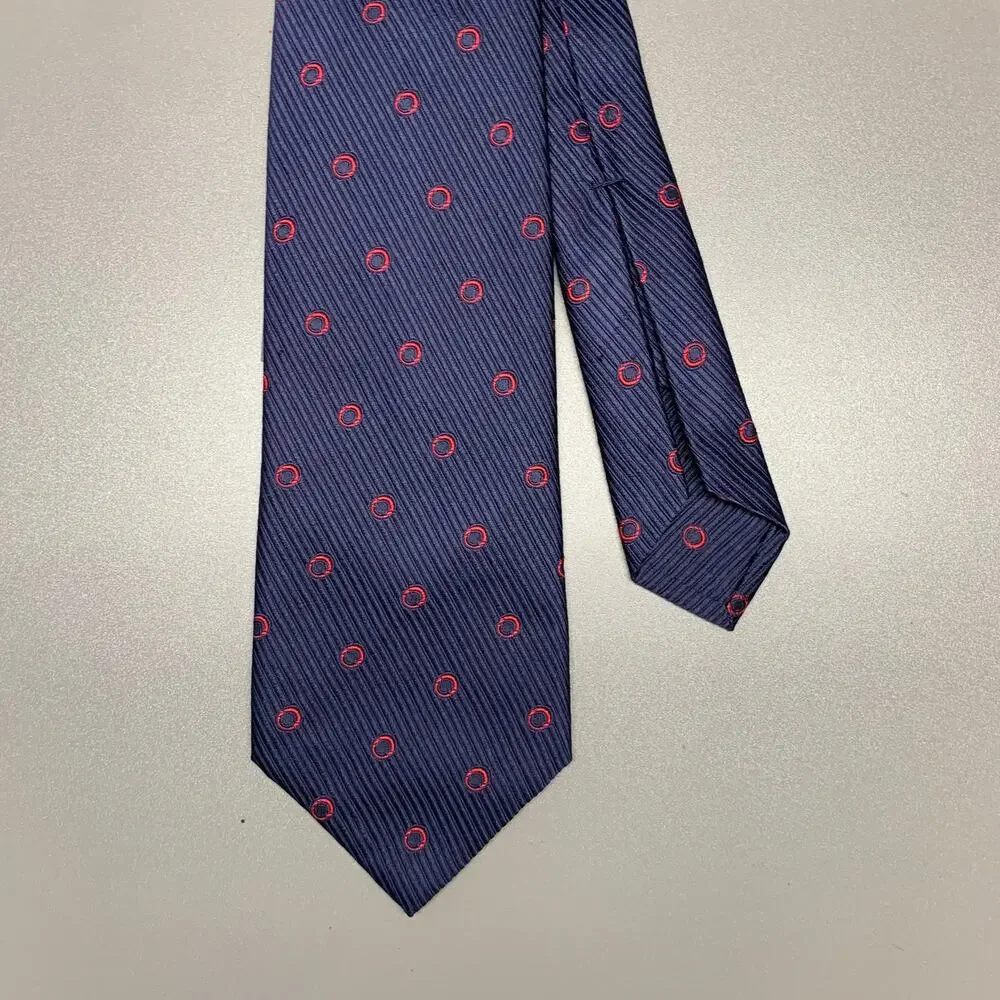 BVLGARI Navy Red Polka Dot Silk Tie
